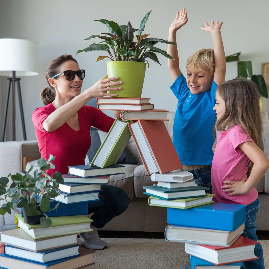 a mom and her kids creatively problem solving as this is an important part of sahm activities