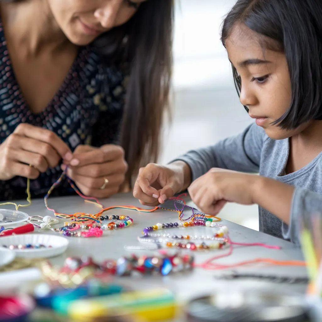 MOM AND DAUGHTER BONDING OVER DIY JEWELRY MAKING