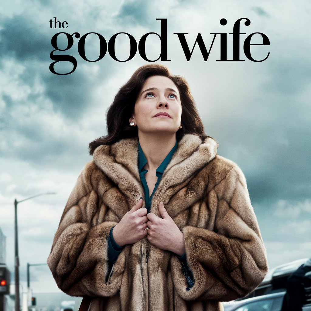 Promotional poster for The Good Wife featuring Julianna Margulies as Alicia Florrick, looking poised and determined in a professional setting, often with legal imagery.