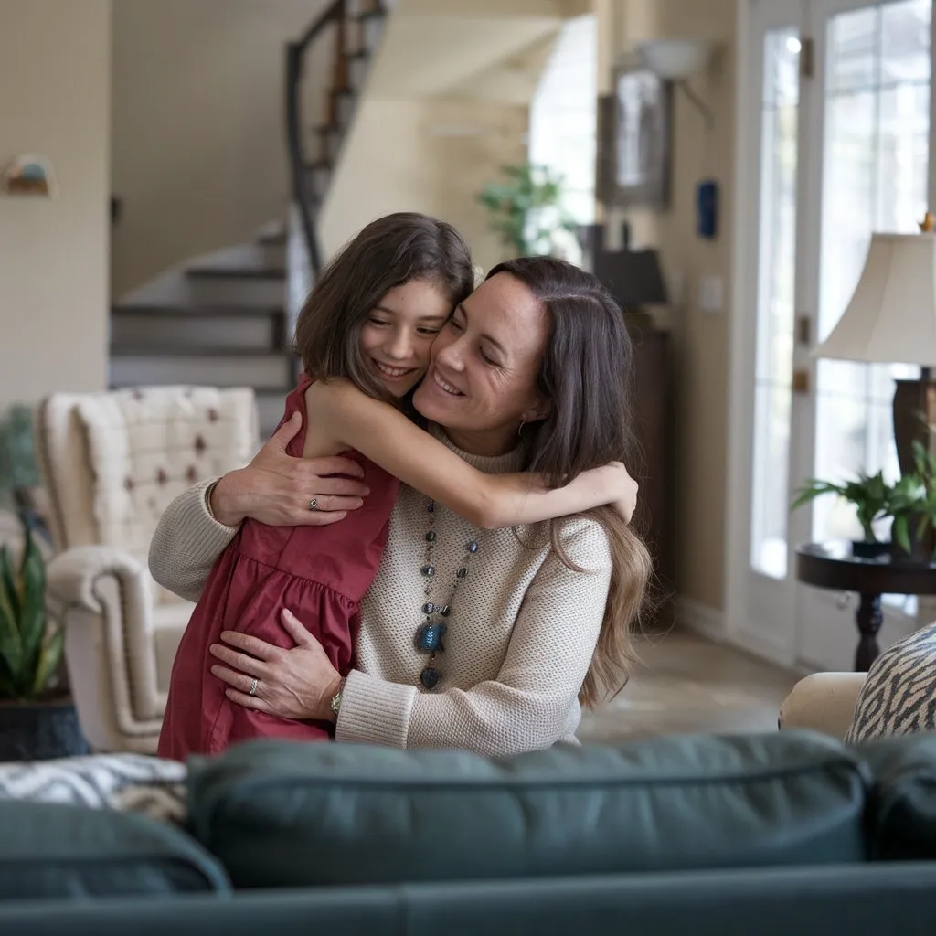 mother and daughter sharing a warm hug