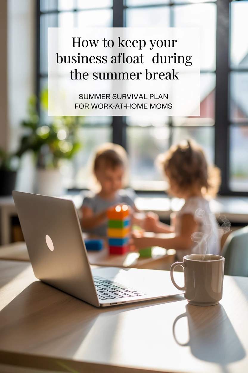 Work-at-home mom managing her business during summer break with kids at home

